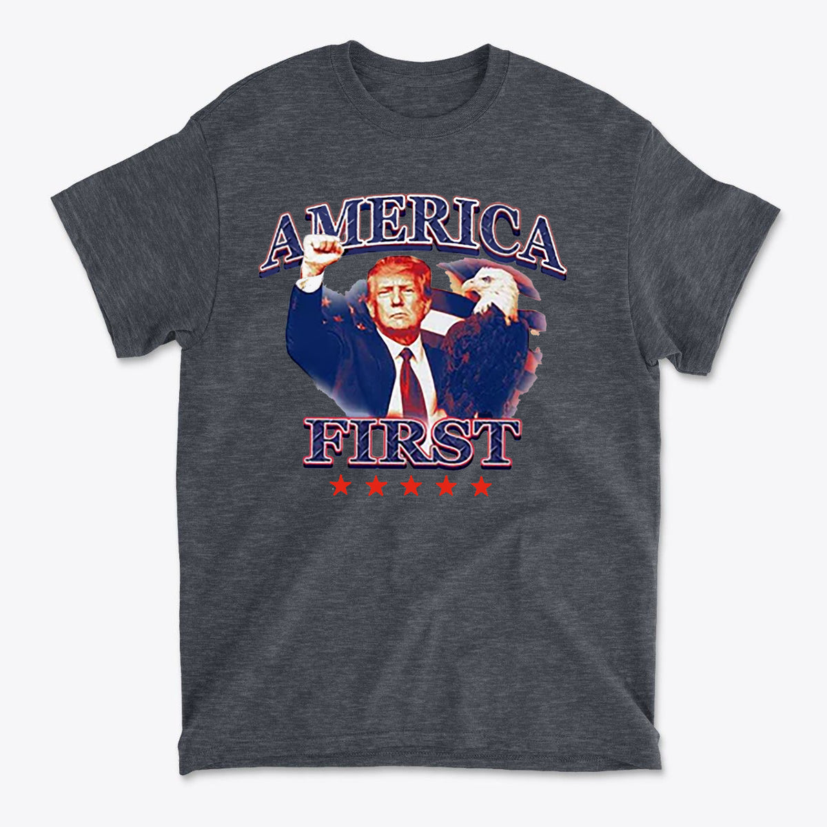 America First Graphic Design Tee featuring bold graphic and patriotic imagery, perfect for expressing personal values.