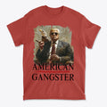 American Gangster Graphic Design apparel featuring a man with an eagle, embodying patriotism and conviction.