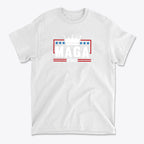 MAGA King American Pride Shirt featuring a crown and stars in red, white, and blue on a white tee.