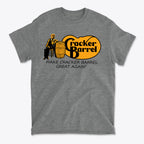 Cracker Barrel t-shirt featuring the slogan Make Cracker Barrel Great Again with a vintage barrel graphic.