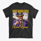 Make Mardi Gras Great Again Party Shirt featuring a joyful character in festive attire with a thumbs up.