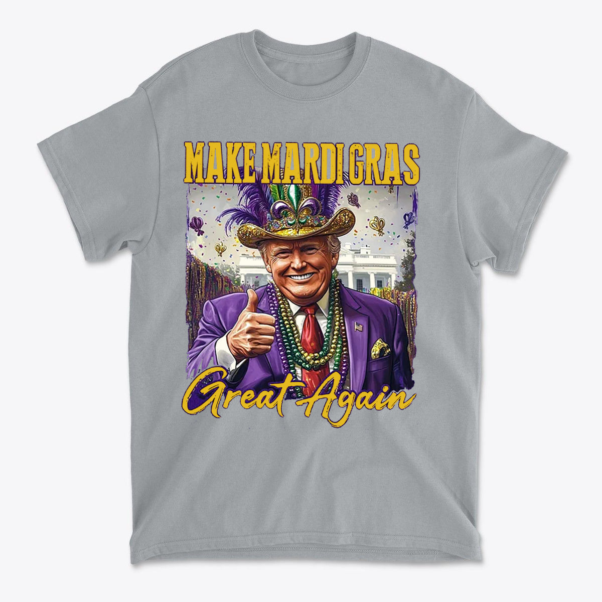 Make Mardi Gras Great Again Party Shirt featuring a festive design and vibrant colors.