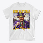 Make Mardi Gras Great Again Party Shirt featuring a festive design with a smiling character in a colorful carnival outfit.