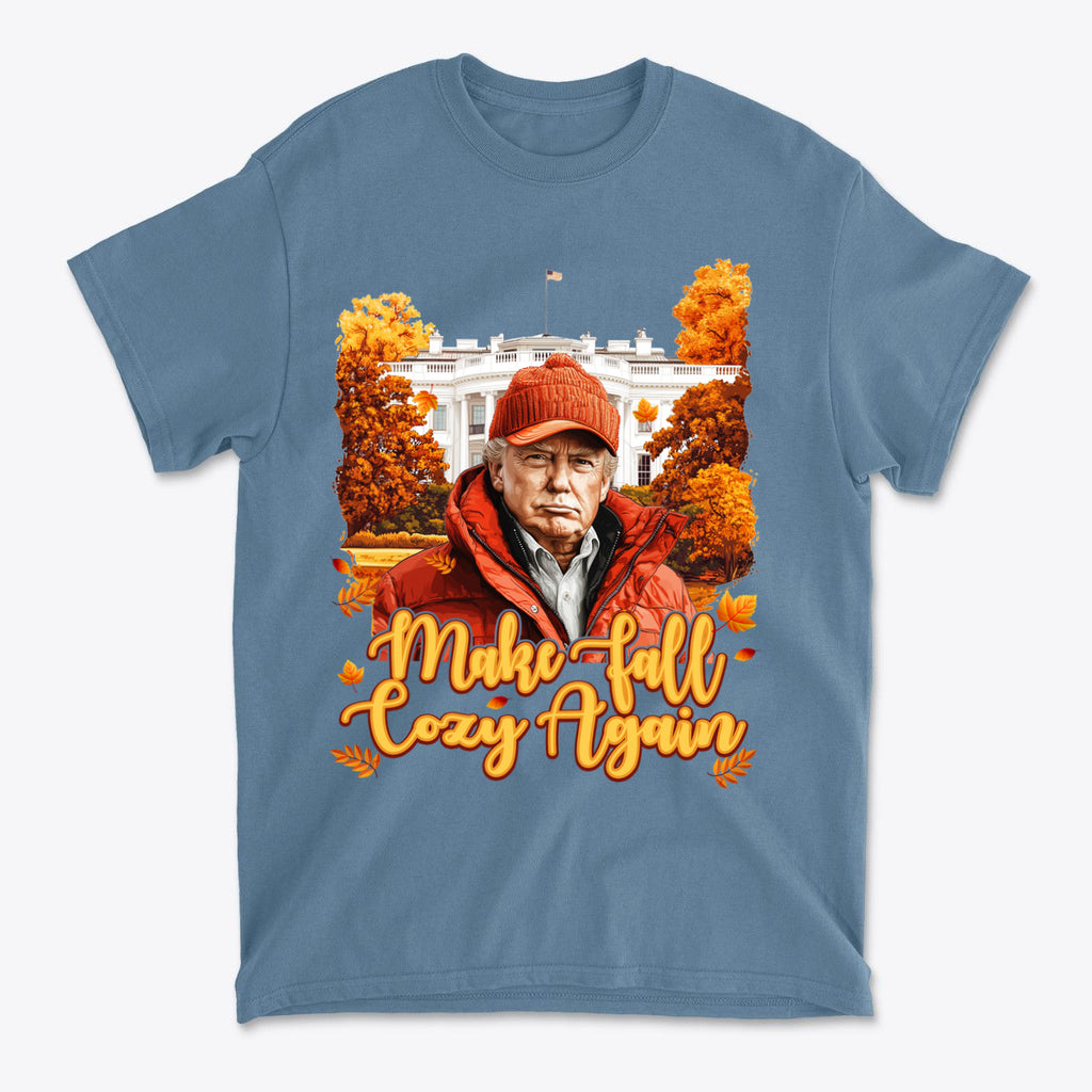 Make Fall Cozy Again Seasonal Shirt featuring autumn colors and a cozy design.