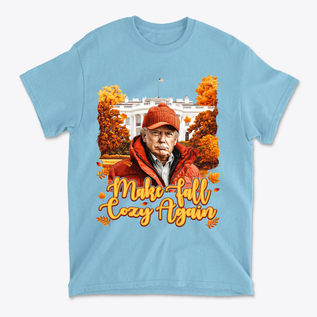 Make Fall Cozy Again Seasonal Shirt featuring autumn-themed design and vibrant colors.