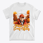 Make Fall Cozy Again Seasonal Shirt featuring autumn-themed design and a cozy statement, set in a fall landscape.