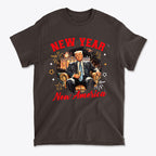 New Year New America Freedom Design graphic t-shirt featuring a patriotic design and celebrating national renewal.
