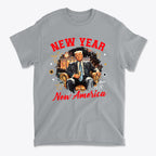 New Year New America Freedom Design t-shirt featuring a patriotic design with bold lettering.