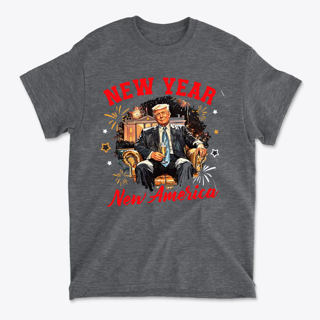 New Year New America Freedom Design t-shirt featuring a patriotic graphic celebrating national renewal.