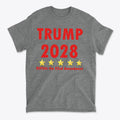 2028 Repeal 22nd Amendment Trump graphic t-shirt promoting political statement with bold text and stars.