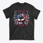That's My President Fist In Stars And Stripes graphic design on a black t-shirt, symbolizing patriotism and political pride.