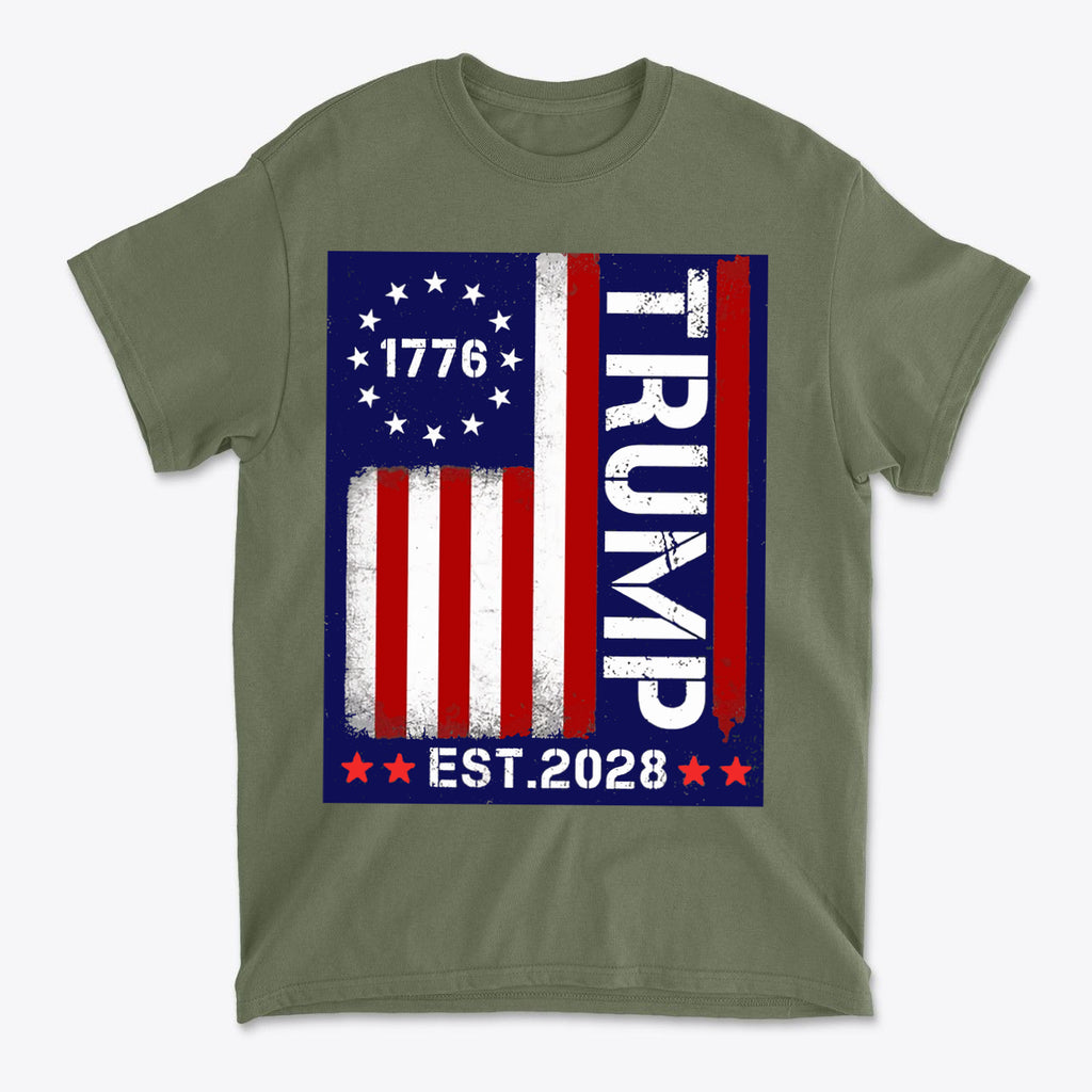 SP-front-MGN-710American Flag 1776 Est 2028 Trump Supporter Shirt