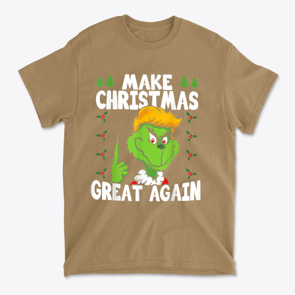 Make Christmas Great Again With The Grinch graphic t-shirt featuring a playful Grinch design.