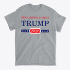 Support Trump Keep America 2028 graphic t-shirt featuring the slogan Keep America Great and bold Trump 2028 design.