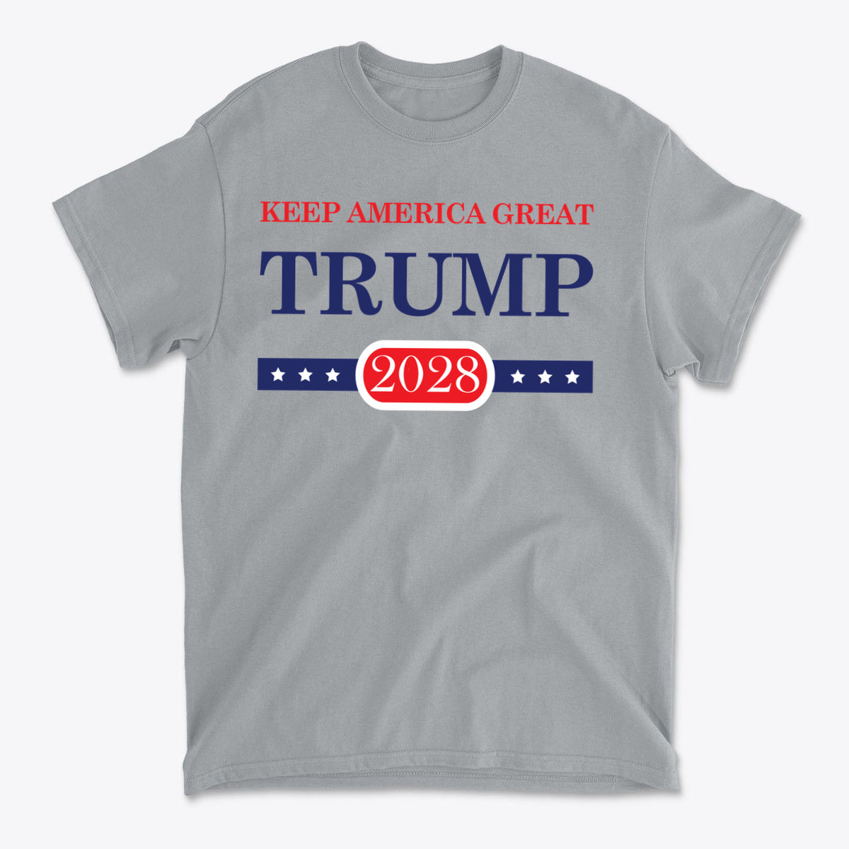 Support Trump Keep America 2028 graphic t-shirt featuring the slogan Keep America Great and bold Trump 2028 design.