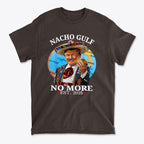 Nacho Gulf No More Est 2025 Mexican Trump graphic t-shirt featuring vibrant design and patriotic colors.