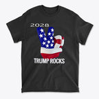 Trump Rocks 2028 Patriotic Graphic T-Shirt Design
