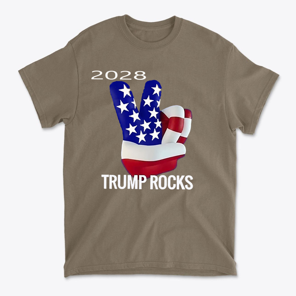 Trump Rocks 2028 Patriotic Graphic T-Shirt Design