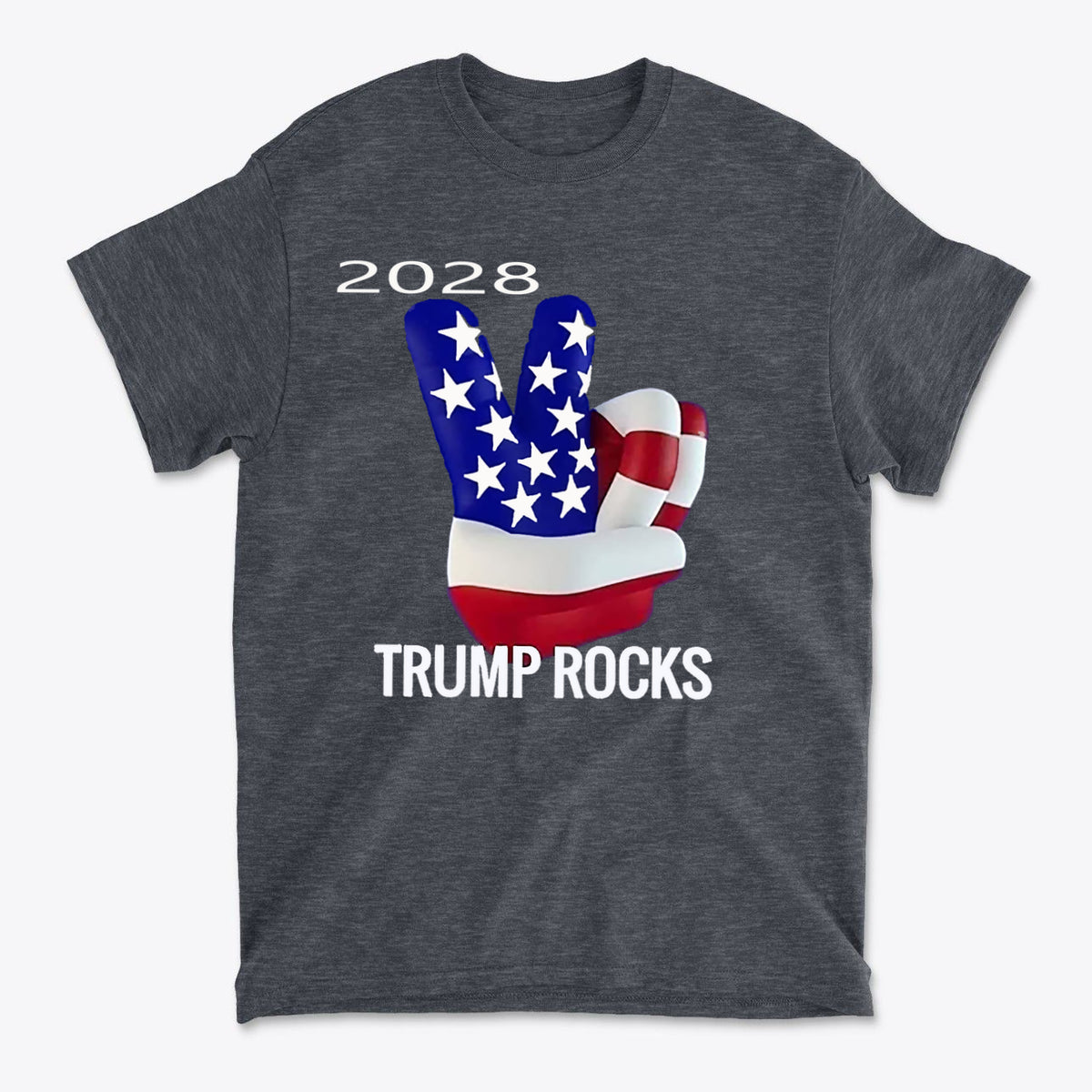 Trump Rocks 2028 Patriotic Graphic T-Shirt Design