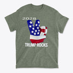 Trump Rocks 2028 Patriotic Graphic T-Shirt Design