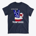 Trump Rocks 2028 Patriotic Graphic T-Shirt Design