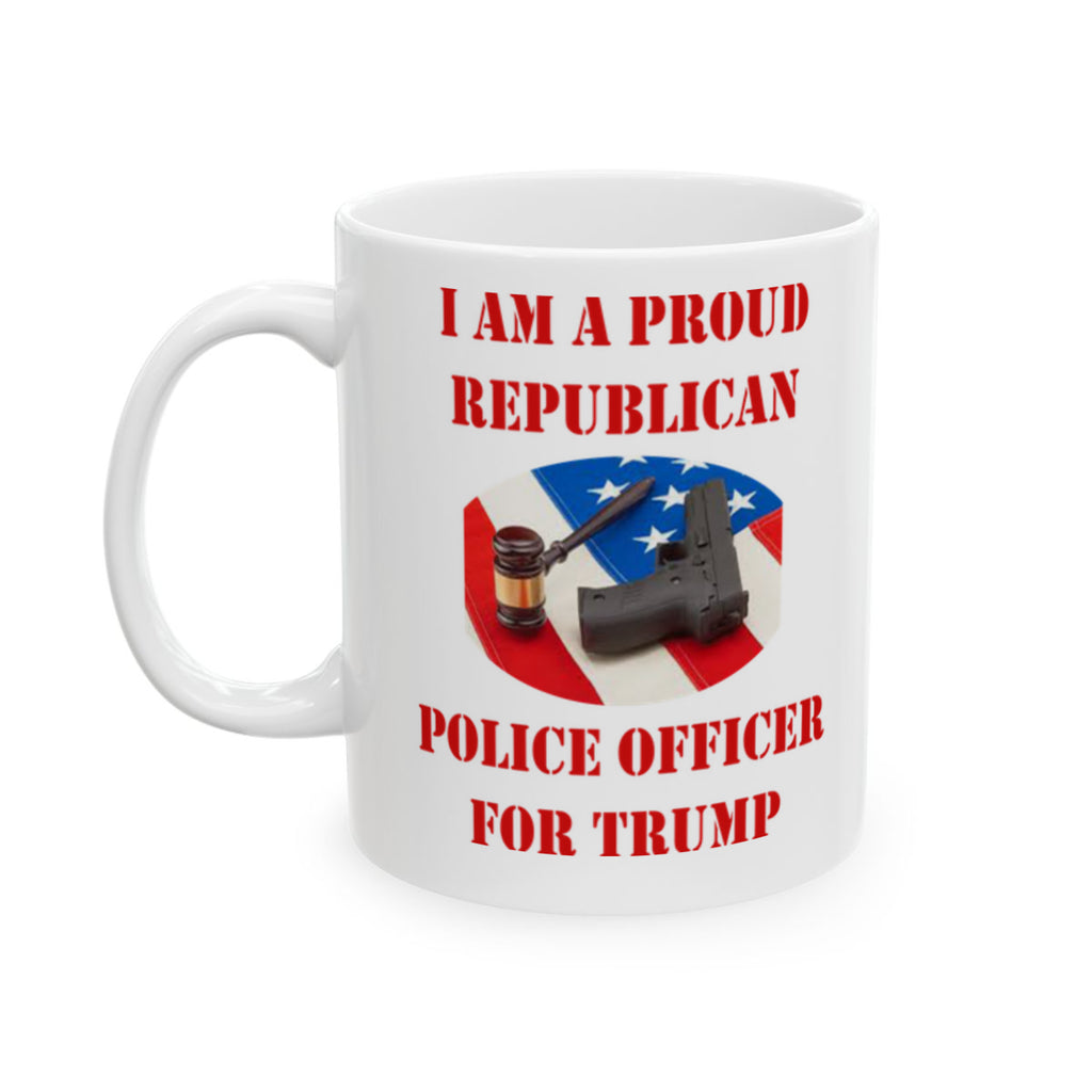 Proud Republican Police Officer Trump White Glossy Mug 11 oz