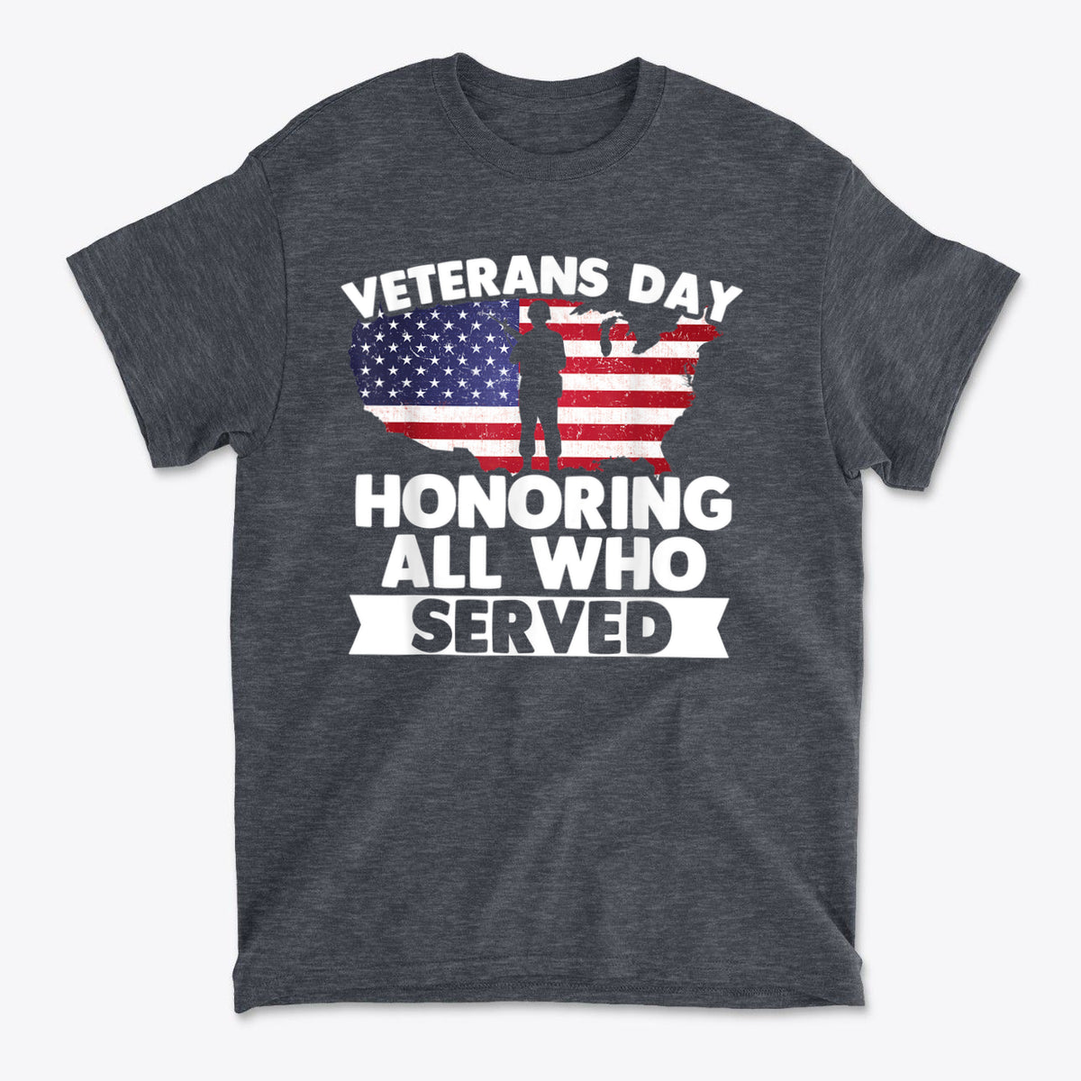 Veterans Day Honoring Our Heros Premium Graphic T-Shirt featuring a patriotic design celebrating veterans.