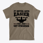 Getting Stronger Every Single Day graphic t-shirt with motivational fitness quote design