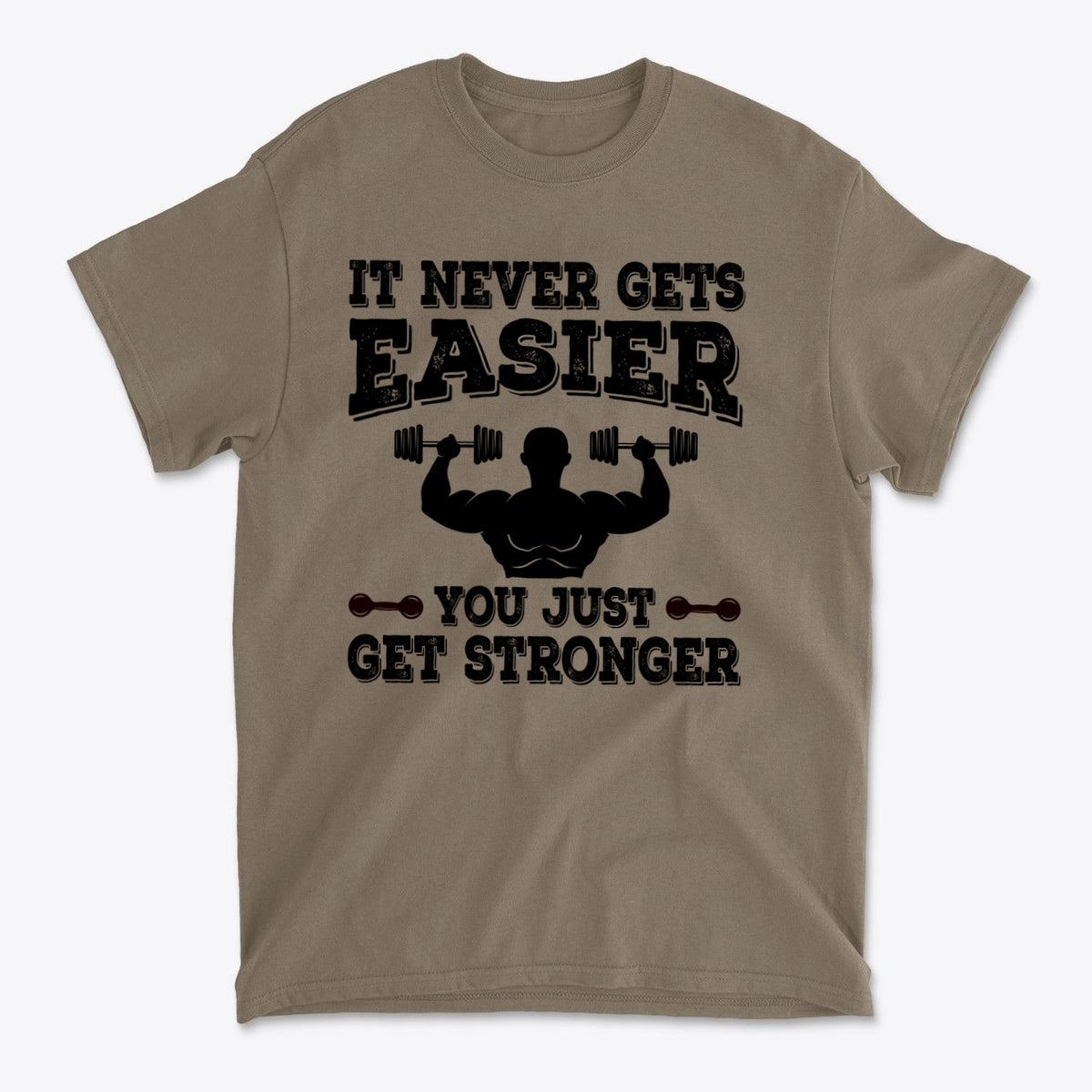 Getting Stronger Every Single Day graphic t-shirt with motivational fitness quote design