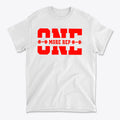 Always Push For One More Rep Now graphic tee in white with bold red lettering.