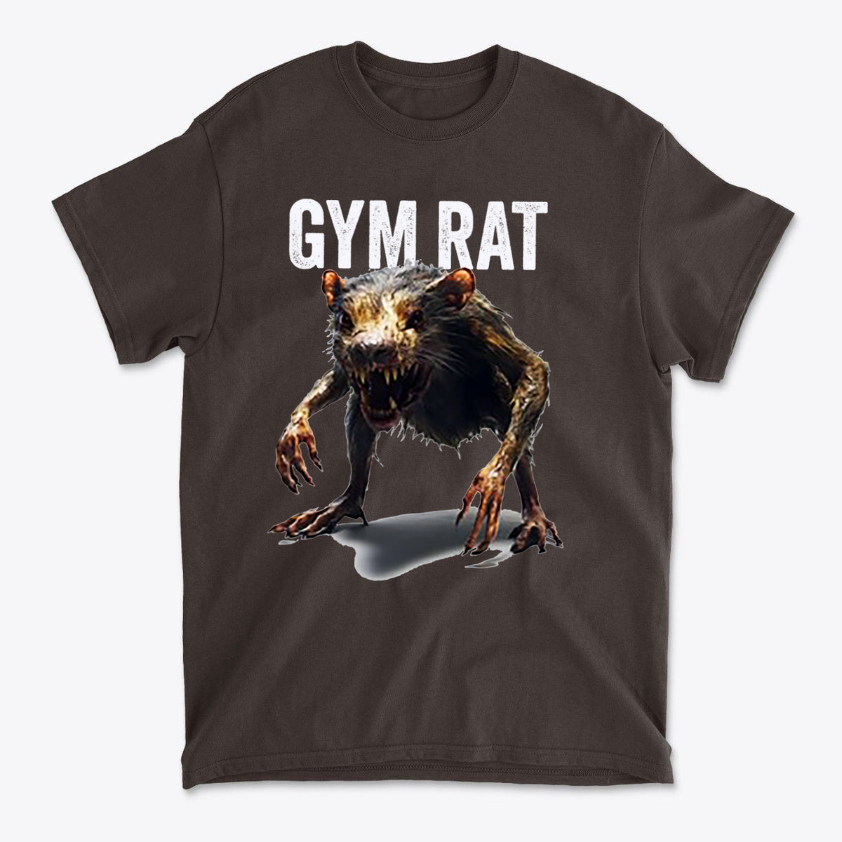 Gym Rat 2 Basic Lifestyle Comfortable Shirt Design featuring a fierce graphic of a rat and bold text.