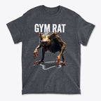 Gym Rat 2 Basic Lifestyle Comfortable Shirt Design featuring a fierce gym rat graphic on a dark t-shirt.