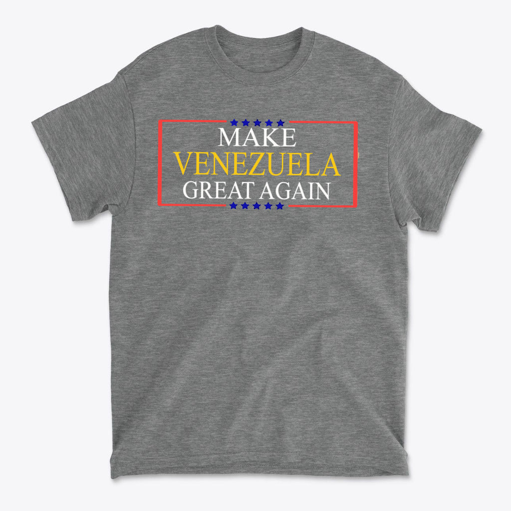 Make Venezuela Great Again Stylish Graphic Apparel on a gray t-shirt.