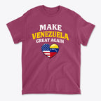 Make Venezuela Great Again With Flag Heart t-shirt featuring patriotic graphics and colors.