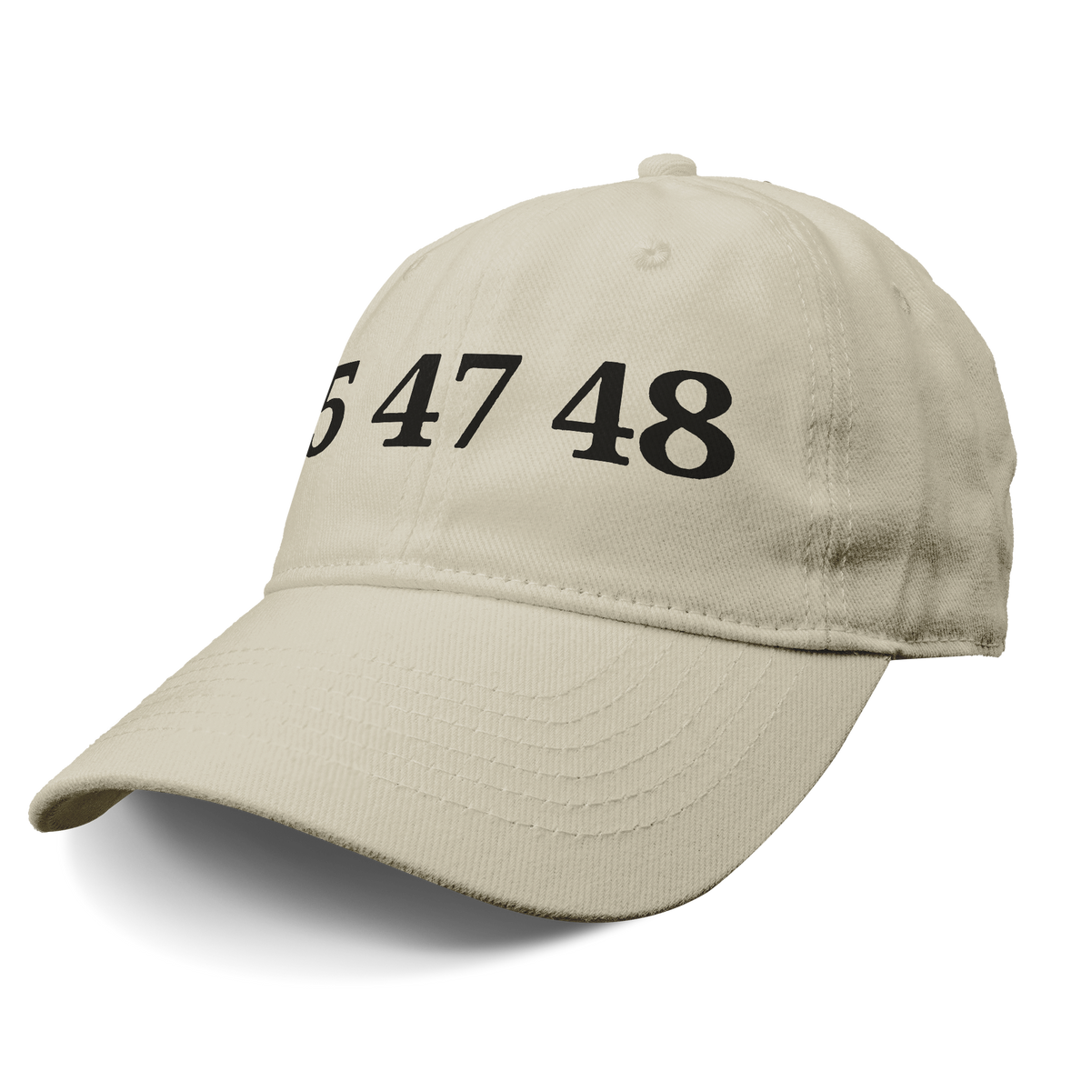 45 47 48 Trump Edition Headwear featuring a beige cap with black numbers 547 48.