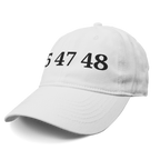 45 47 48 Trump Edition Headwear featuring a white cap with black numbers.