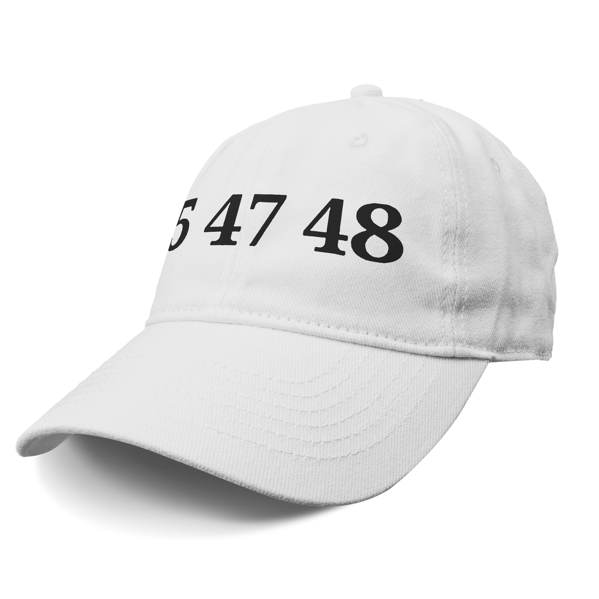 45 47 48 Trump Edition Headwear featuring a white cap with black numbers.