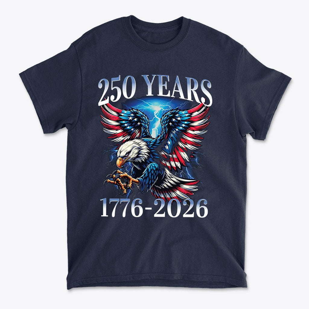 250 Years 1776 2026 Graphic Tee featuring an eagle design, celebrating America's 250-year milestone.