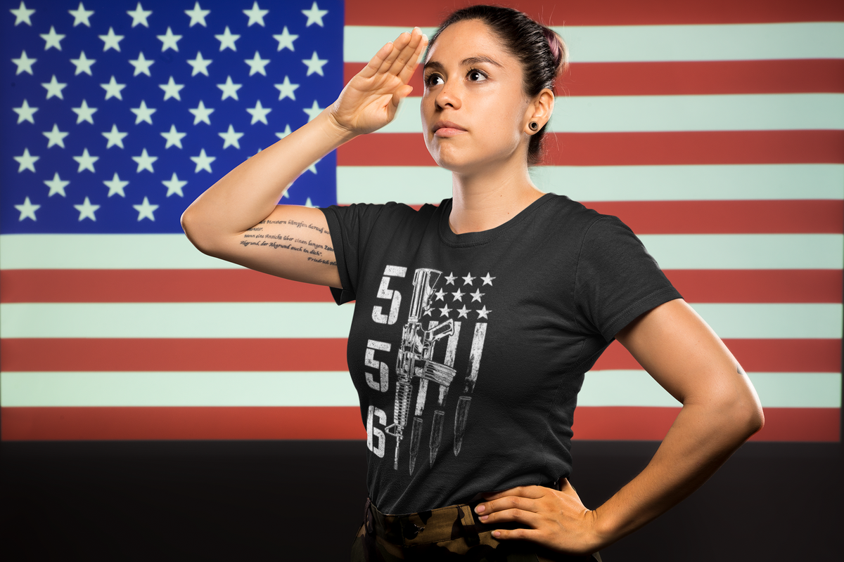 556 Tactical Black And White Graphic T Shirt Design