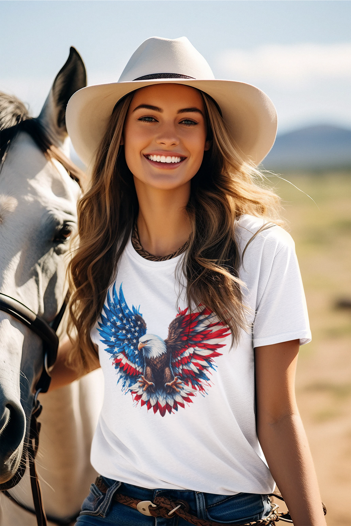 American Eagle Patriotic USA Flag Graphic T Shirt