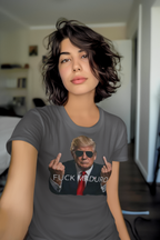 A woman wearing an Against Maduro Freedom Message Graphic T Shirt showcasing a bold anti-Maduro design.