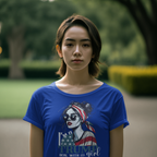 I'm A Trump Girl Deal With It Wht Ltrs graphic tee worn by a woman outdoors with bold political statement.