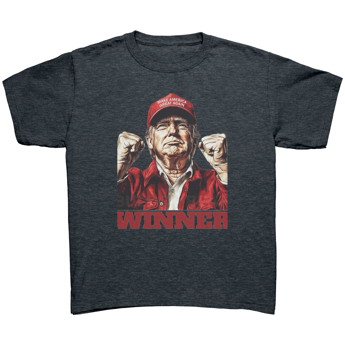 Trump The Winning Choice Apparel featuring a powerful graphic of a winner in a red cap.