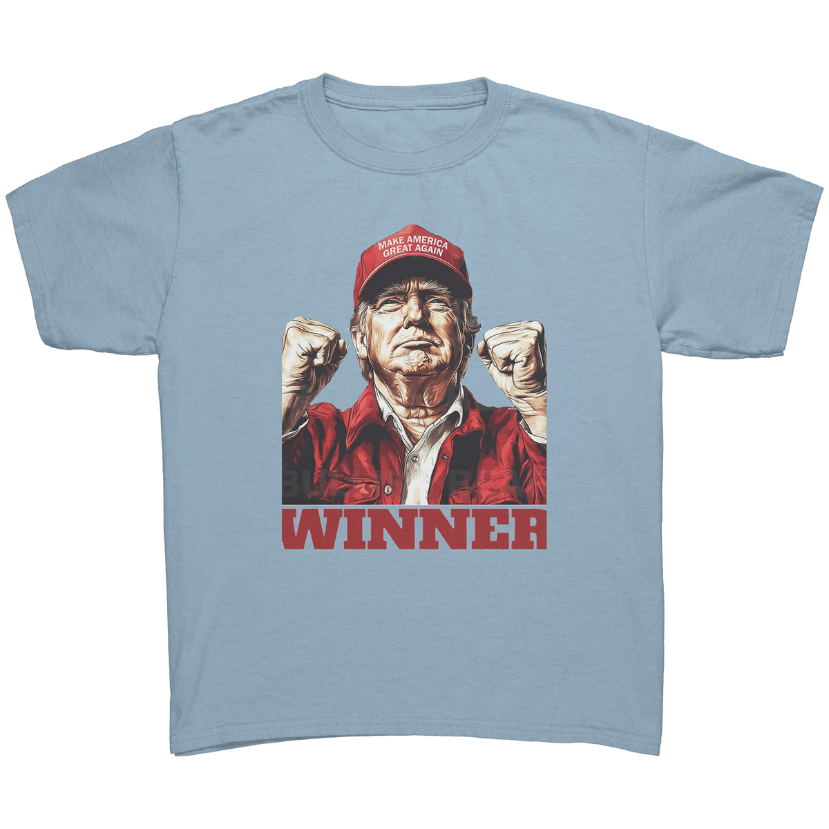 Trump The Winning Choice Apparel featuring a winning design with a confident pose and bold 'WINNER' text.
