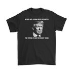 Black Statement Quote Typography Graphic Tee with bold quote and image print, conveying a strong message on a casual wear garment.