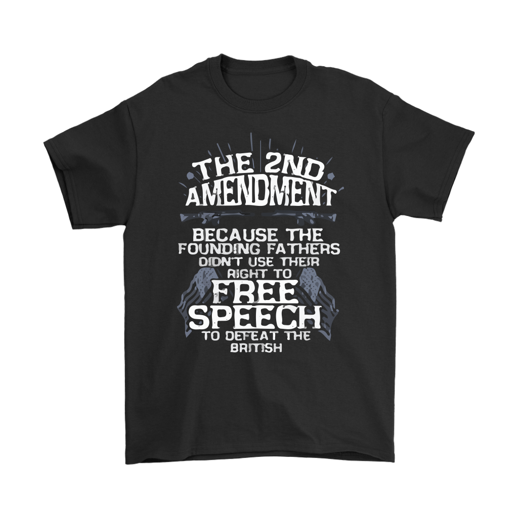 Second Amendment Quote Graphic Tee with bold statement and typography on black shirt.