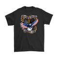 Graphic t-shirt featuring Guardian Of Freedom And The American Way Of Life with an eagle and stars-and-stripes design.