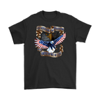 Graphic t-shirt featuring Guardian Of Freedom And The American Way Of Life with an eagle and stars-and-stripes design.