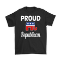 Black t-shirt with Proud Republican With GOP Symbol featuring Republican elephant logo