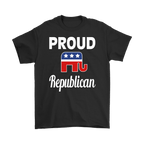 Black t-shirt with Proud Republican With GOP Symbol featuring Republican elephant logo